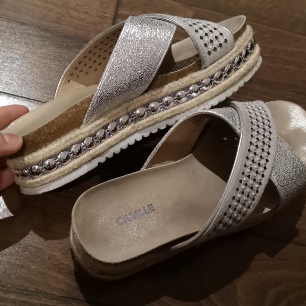 Silver platform sandals size Eur. 36